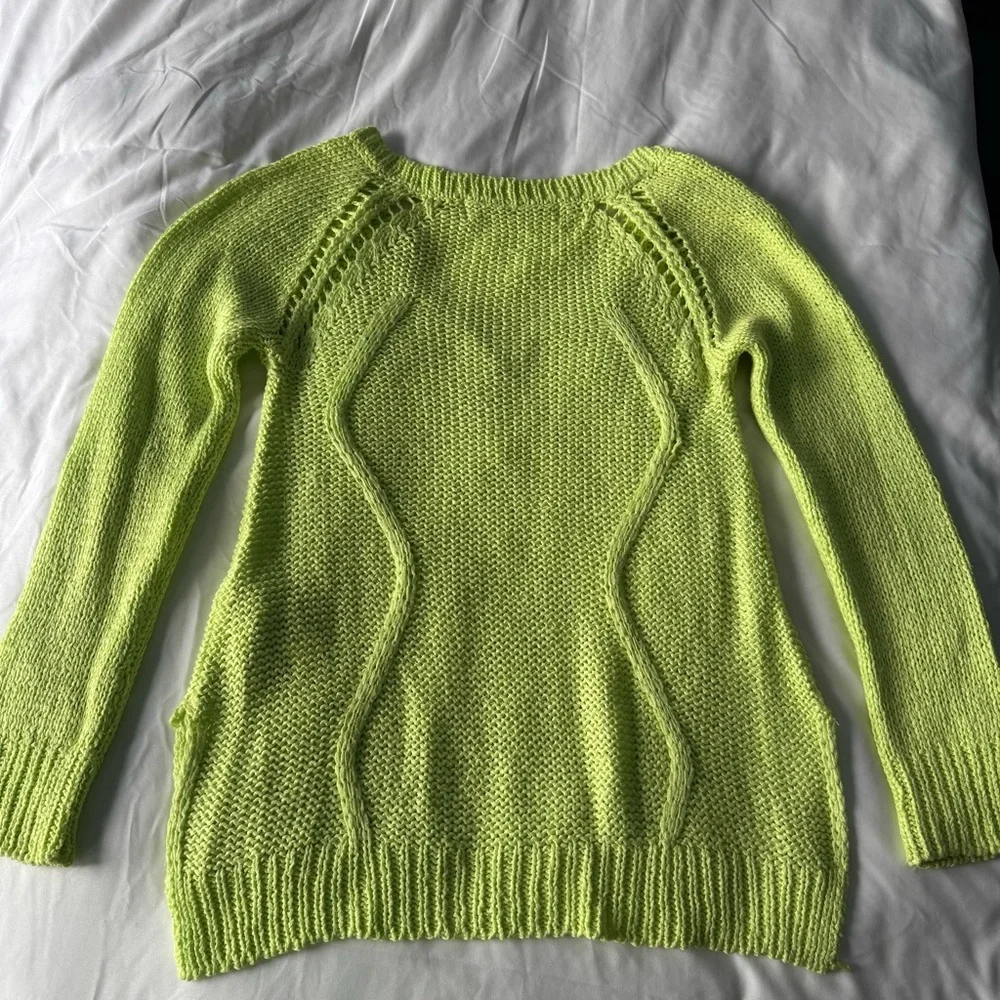 Zara Neon Yellow Chunky Cable Knit Sweater